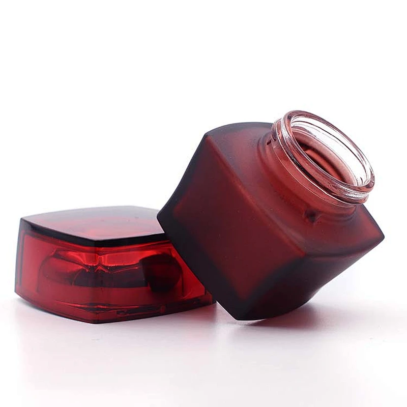 Glass jar 50g Custom Color Red spray painting Face Cream Jars Container Manufacturers Cosmetic Packaging Set for Skin Jar