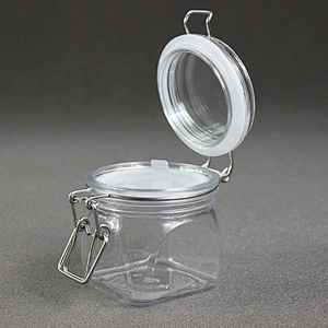 Spot airtight 220ml 7.33oz  PET square shape cans plastic kilner jar seal lock lid jar Canning Jar for skin care cream