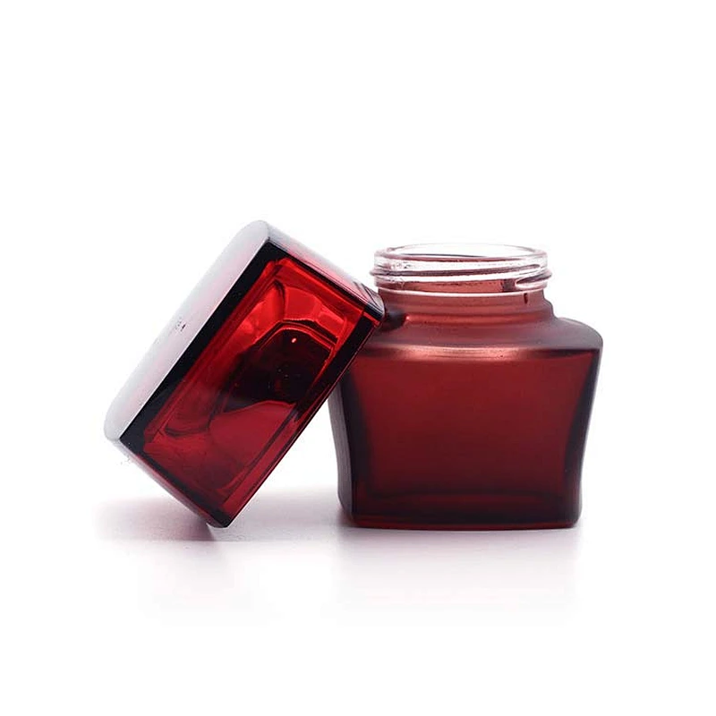 Glass jar 50g Custom Color Red spray painting Face Cream Jars Container Manufacturers Cosmetic Packaging Set for Skin Jar