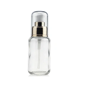 Empty Gold For Pump For Makeup 50ml Glass Foundation Cosmetics Packaging Straight Round Clear Frosted bottle