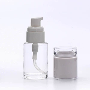 30ml Empty Cosmetic Clear Liquid Foundation Glass Bottle manufacturer /Container Make Up Packaging With Squeeze Pump acrylic cap