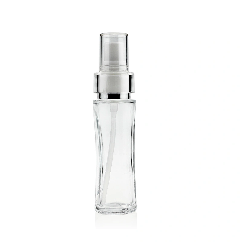 Pump For Makeup 43ml Glass Foundation Cosmetics Packaging Straight Round Clear Empty bottle