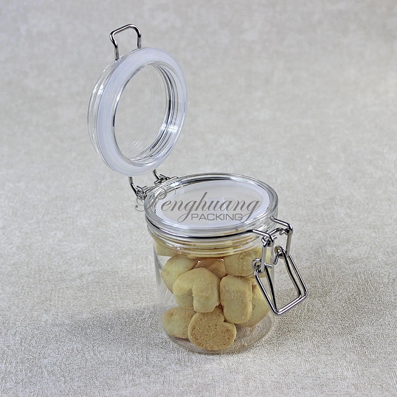 Spot airtight PET 250g  unbreakable smooth body pyramid clip top jar for body Scrub skin care cream/ canned food