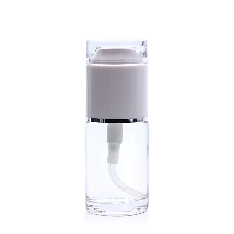 30ml Empty Cosmetic Clear Liquid Foundation Glass Bottle manufacturer /Container Make Up Packaging With Squeeze Pump acrylic cap