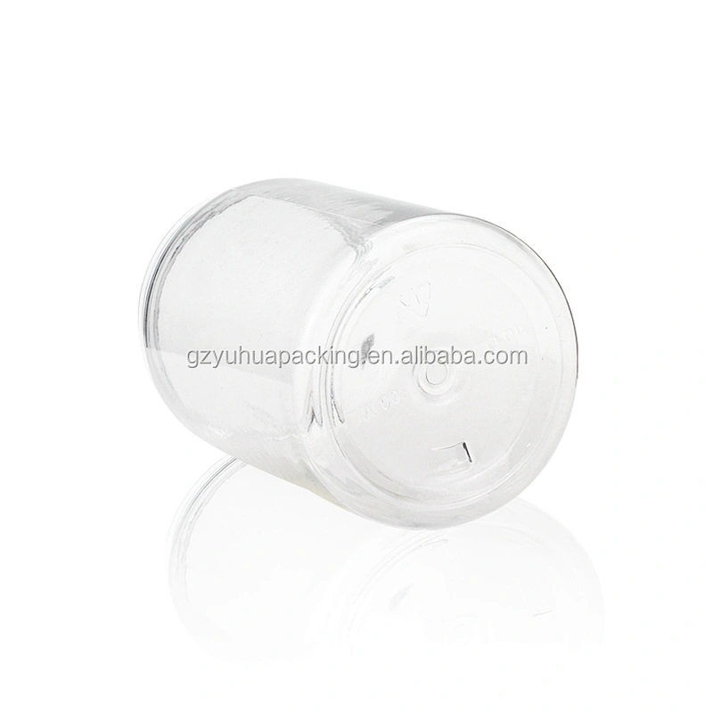 300ml PET transparent packaging cosmetic and food jar with white and black screw cap
