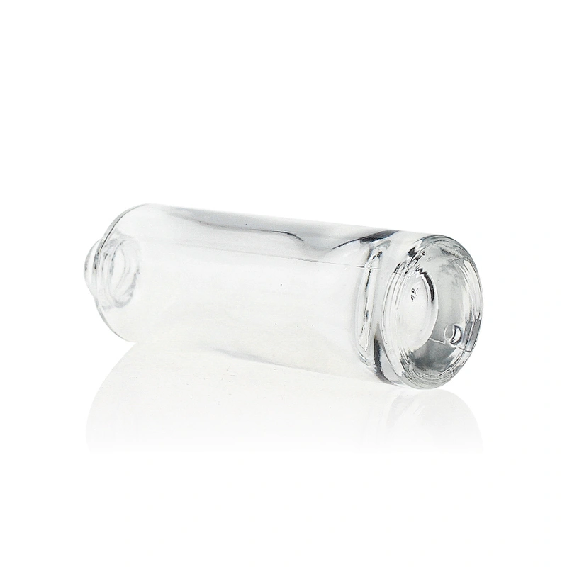30ml empty  glass serum bottles foundation bottle  electroplate gold pump with cap for cosmetic packaging