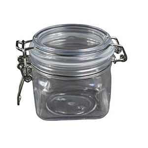 Hot Style Glasslike Wire Bail Jar 350ml Plastic  Food Grade PET Plastic Cookie Jars Wholesale