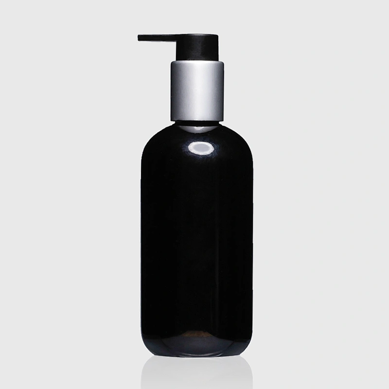 250ml Recycling Empty Black Plastic PET Lotion Pump Shampoo Bottle 8 oz Plastic Bottle With Pump
