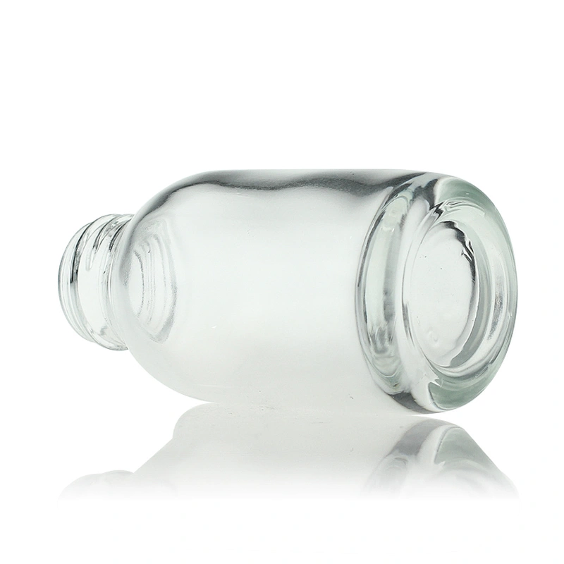 Cosmetic Empty Clear Frosted Dropper Round Serum 50ml Glass Bottle