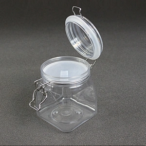 800ml 26-27oz  Can Food transparent dry food fruit PET plastic jar with  Plastic Lid