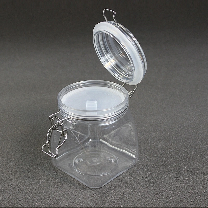 800ml 26-27oz  Can Food transparent dry food fruit PET plastic jar with  Plastic Lid