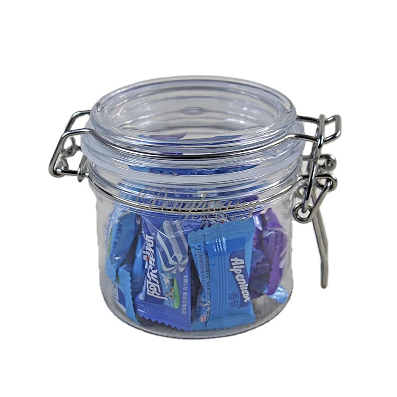Spot airtight PET 350g  unbreakable smooth body pyramid clip top jar for body Scrub skin care cream/ canned food