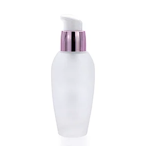empty cosmetic Factory supply frosted for foundation glass bottle make up packaging with squeeze pump