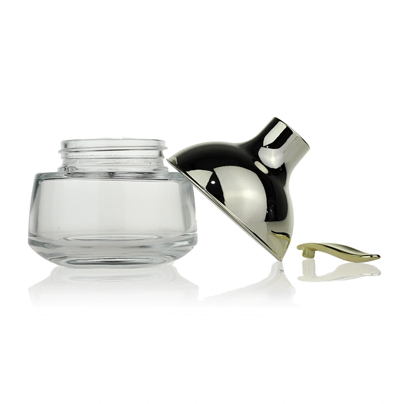 Clear Glass jar with Mushroom cap  50g  Face Cream Jars Container Manufacturers Cosmetic Packaging Set for Skin Care Jar