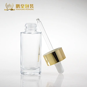 30ml Round Glass Clear Frosted Facial Cosmetic Serum Luxury Dropper Bottle Face Eye Oil Glass Bottle With Dropper Cap