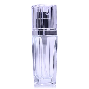 35ml clear special empty square bottle liquid makeup glass foundation bottle with pump cosmetics packaging