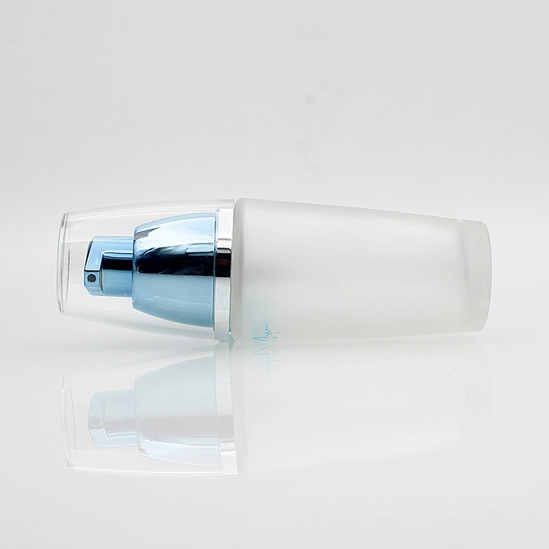 High quality cosmetic packaging 30ml 1oz lotion foundation new design frosted blue glass spray bottle