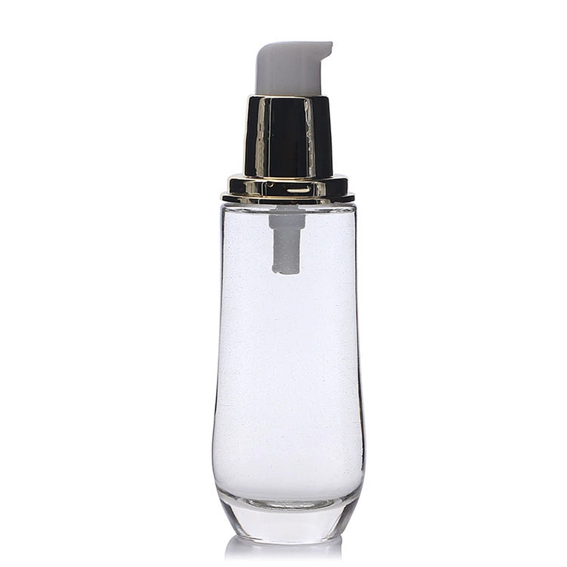 40ml luxury gold pump cover foundation glass bottle cosmetic lotion bottle gold cap packaging