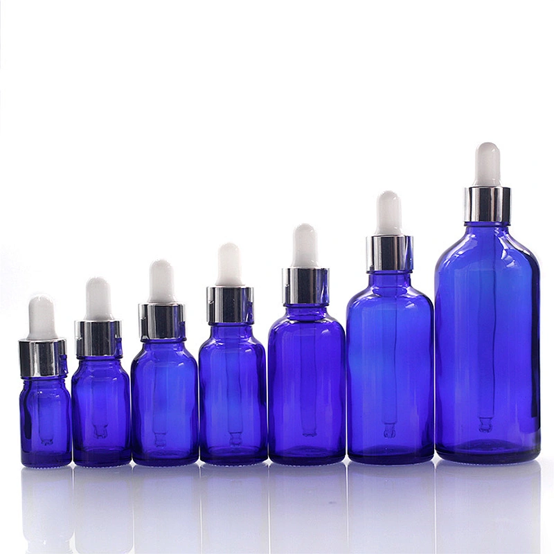 Glass Bottles Massage Oil Glass Dropper Bottle 15ml/25ml/50ml/10 Custom blue Body 30ml Essential Oil Bottles Manufacturers