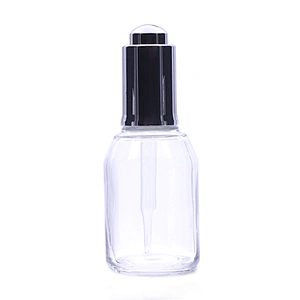 Eco Friendly Customized 50ml  Clear Glass Cosmetic Packaging Face Serum Lotion Dropper Bottle