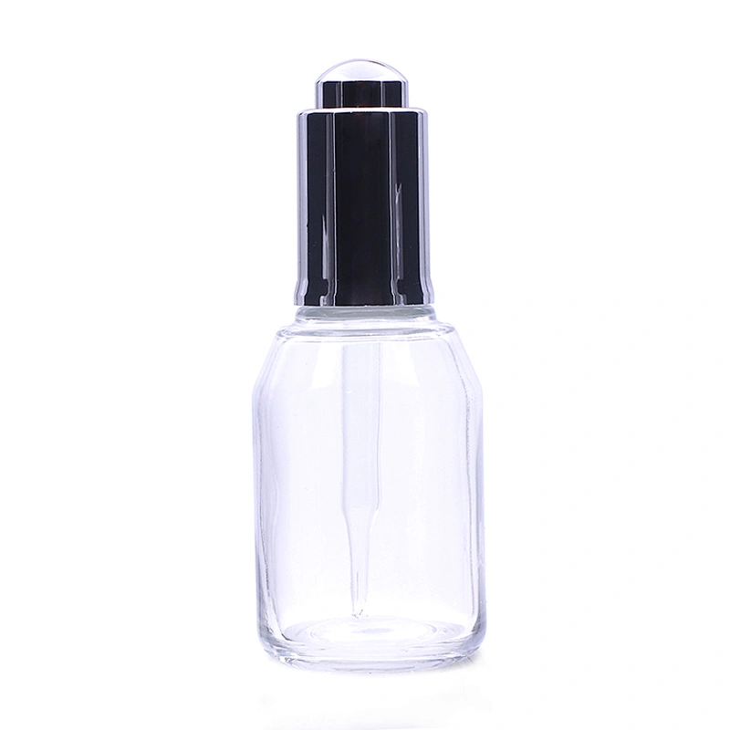Eco Friendly Customized 50ml  Clear Glass Cosmetic Packaging Face Serum Lotion Dropper Bottle