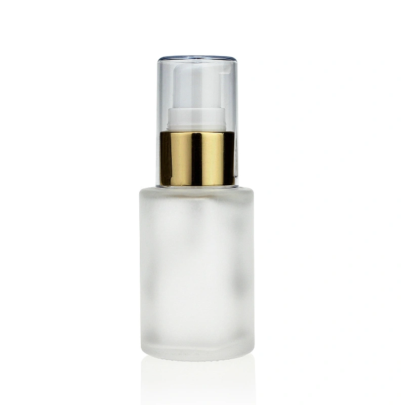 frosted Foundation Glass Bottle 30ml Cosmetic Makeup packaging Foundation Bottle with Plastic Cap Pump