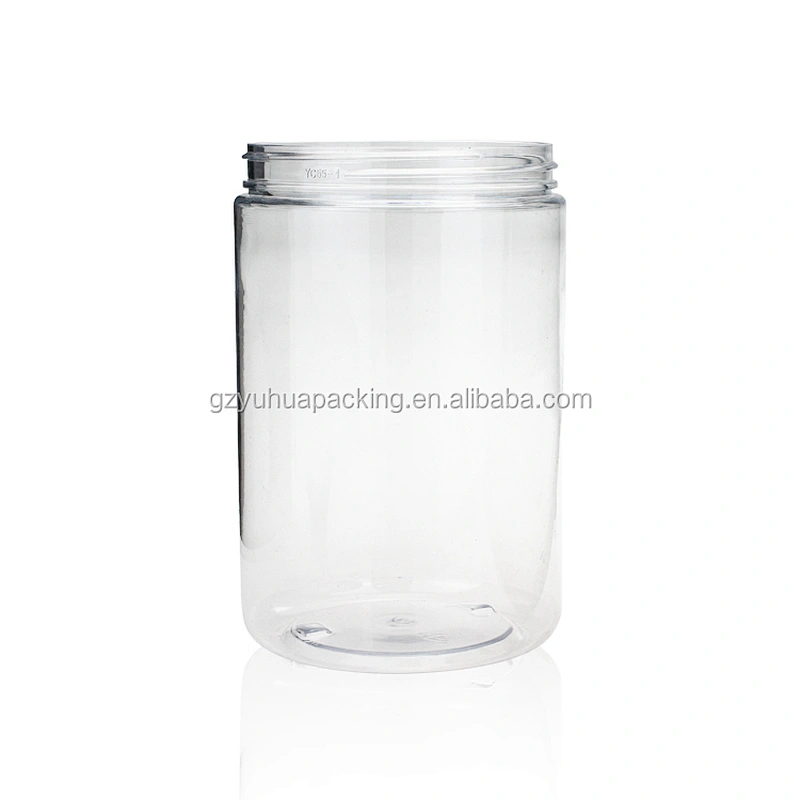 750ml Plastic PET transparent packaging cosmetic containers and jars with white and black screw cap cosmetic jars with lids