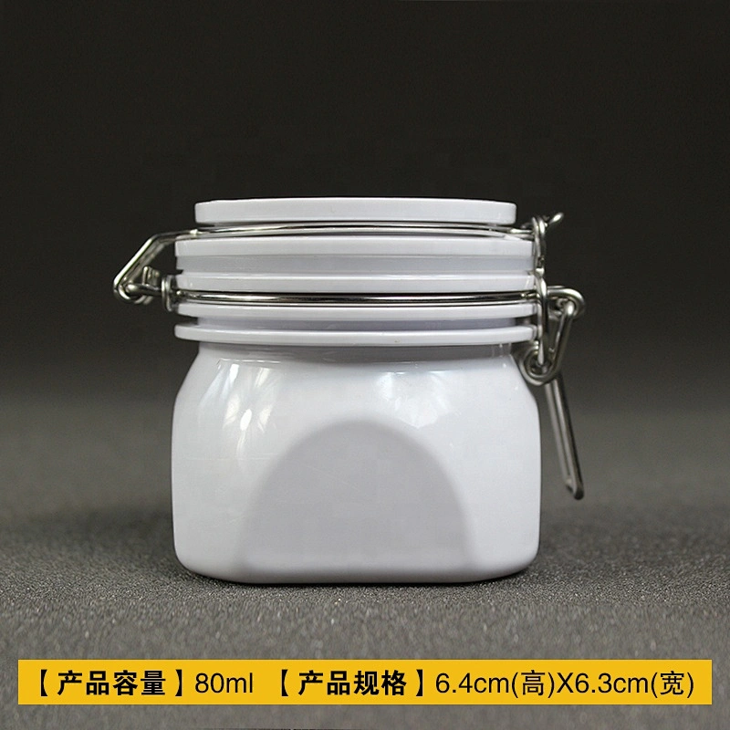 Can food 80ml spot airtight PET square shape cans plastic  jar tea canned food container for honey