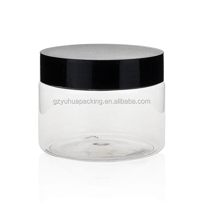 150ml 5oz Wholesale cosmetic and food packaging pet plastic jar  cream jar with white or black lid