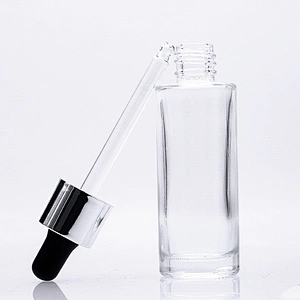 Fancy Serum lotion Bottle 40ml Cosmetic Glass Bottle with Small Dropper  Round Shape Container Manufacturer