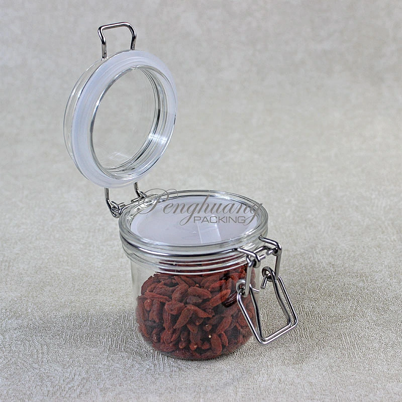 Spot airtight PET 180g  unbreakable smooth body pyramid clip top jar for body Scrub skin care cream/ canned food