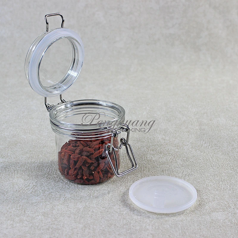 Spot airtight PET 180g  unbreakable smooth body pyramid clip top jar for body Scrub skin care cream/ canned food