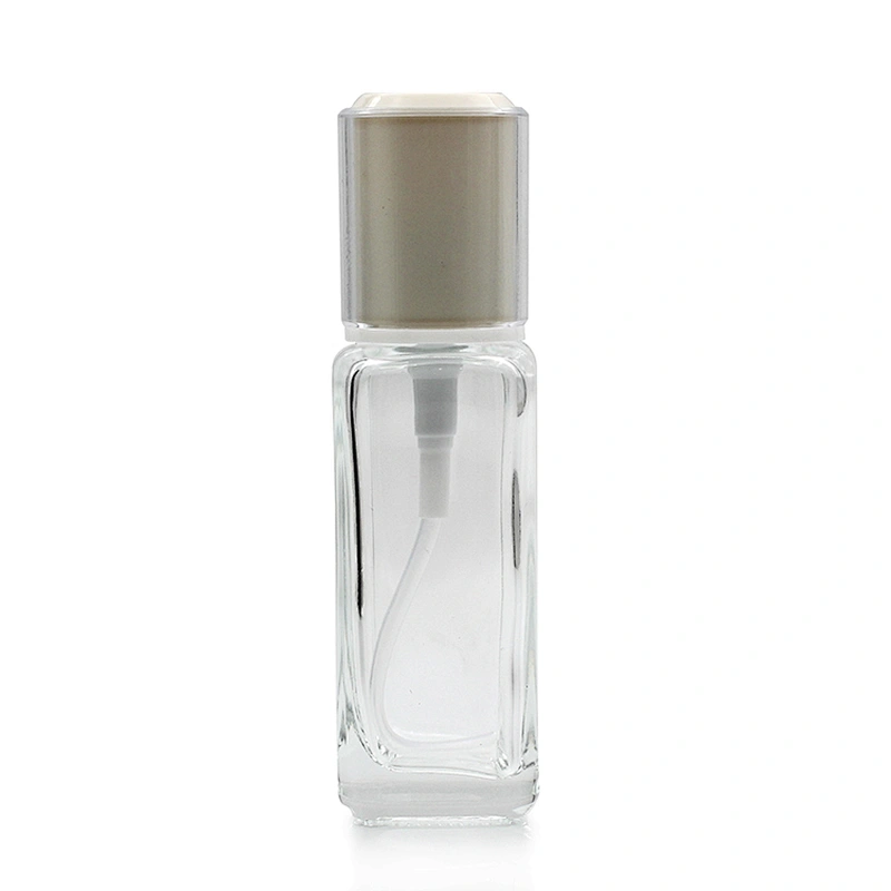 Clear Square Glass Bottles Glass Lotion Bottle  Clear Custom Face Oil Bottles Container Manufacturers Set