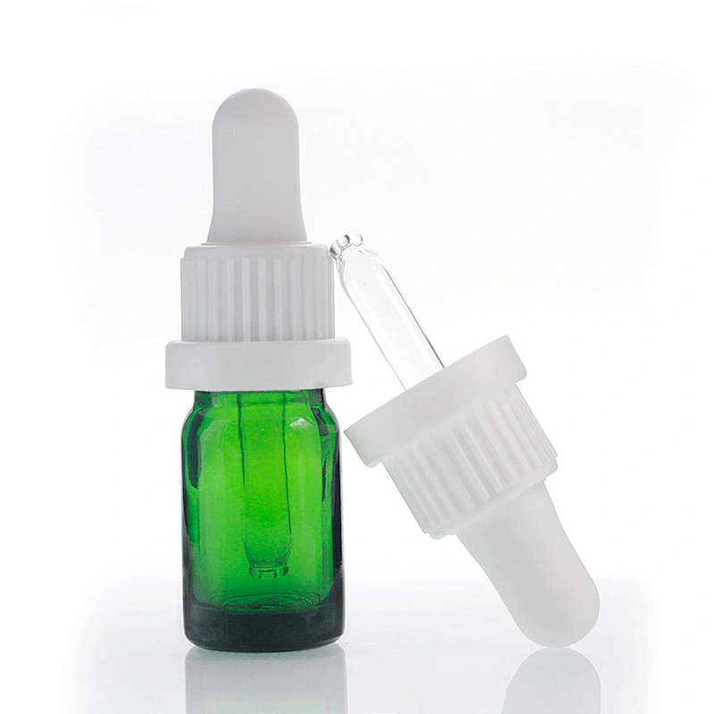 Manufacturers wholesale 5ml green colored glass bottles  for Essential Oil with glass Dropper