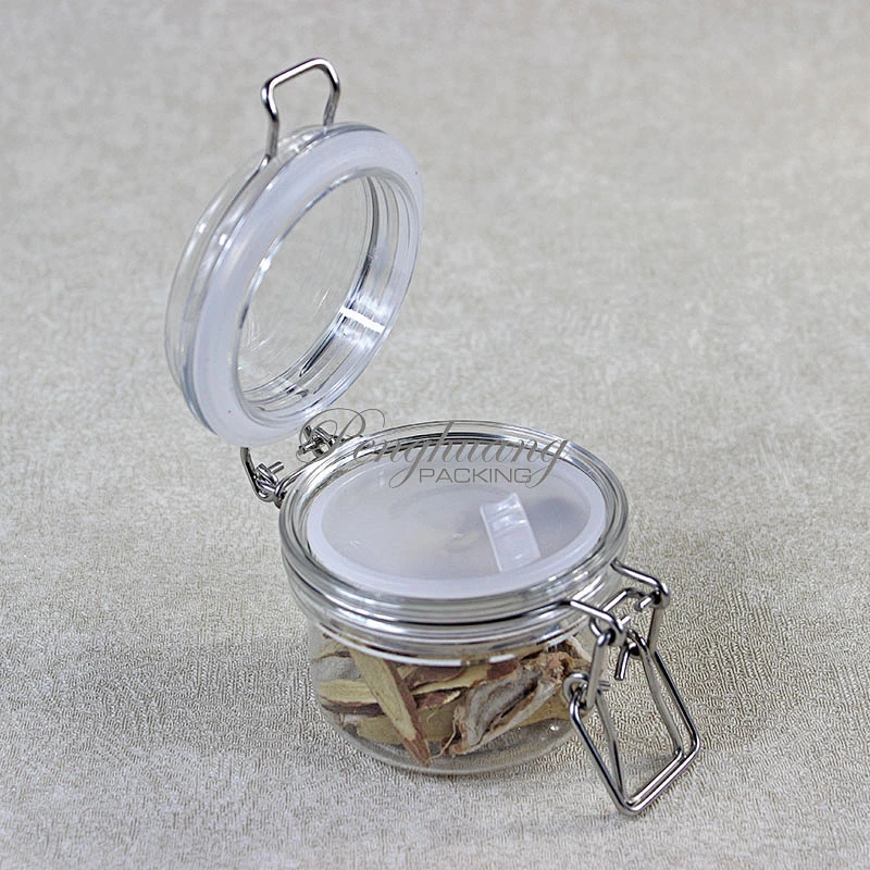 Spot airtight PET 120g  unbreakable smooth body pyramid clip top jar for body Scrub skin care cream/ canned food
