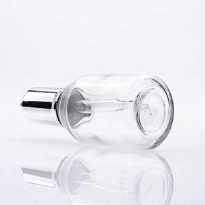 Eco Friendly Customized 50ml  Clear Glass Cosmetic Packaging Face Serum Lotion Dropper Bottle