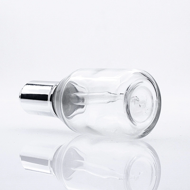 Eco Friendly Customized 50ml  Clear Glass Cosmetic Packaging Face Serum Lotion Dropper Bottle