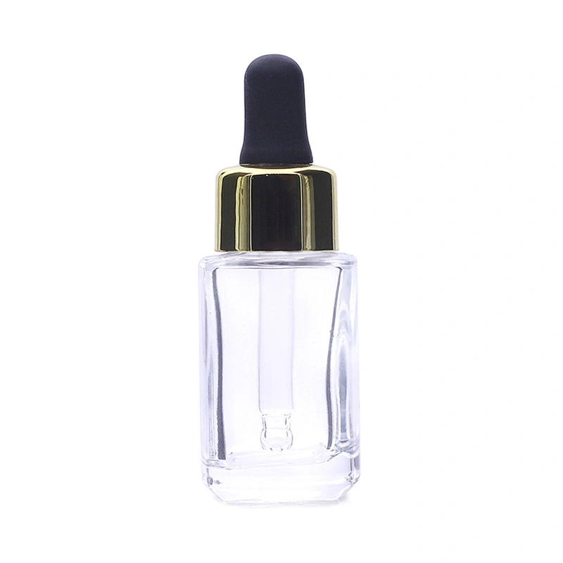 Skin Care Dropper Glass Bottle Empty Square 15ml Essence Face Serum Glass Dropper Bottle