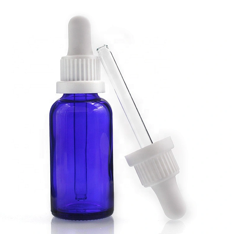 1oz (30ml)  Glass Blue Bottles with Glass Droppers for Essential Oils, Chemical Lab,Homemade, Wedding Decor-24 Color Labels