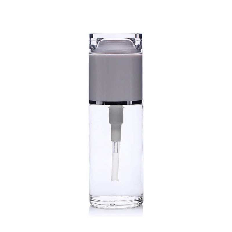 luxury Popular 40ml  clear round shape foundation glass cosmetic bottles plastic acrylic cap