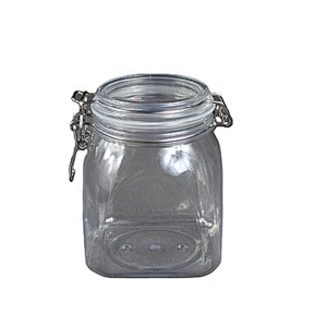 Spot airtight PET 1000ml 33-34oz unbreakable smooth body pyramid clip top jar for body Scrub skin care cream/ canned food