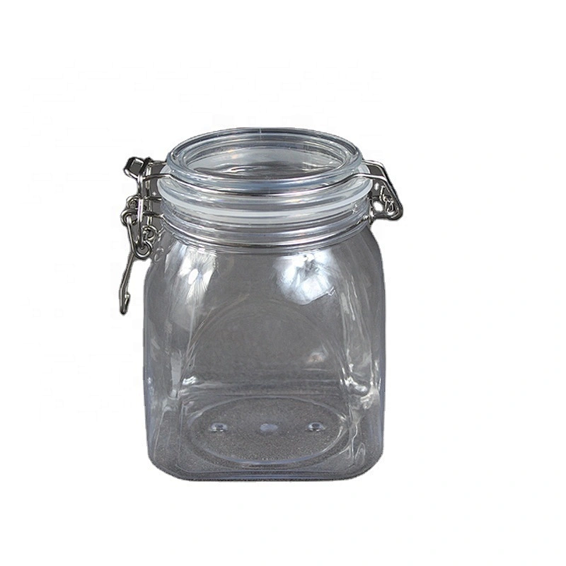 Spot airtight PET 1000ml 33-34oz unbreakable smooth body pyramid clip top jar for body Scrub skin care cream/ canned food