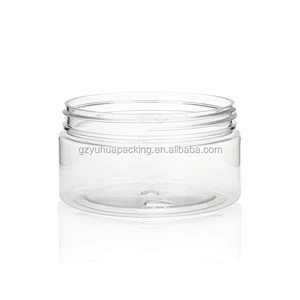 240ml PET transparent packaging cosmetic and food jar with white and black screw cap