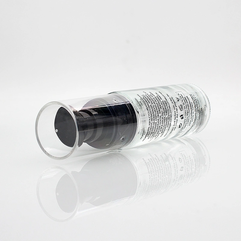 30ml Luxury cosmetic packaging printing Straight round clear empty Lotion Bottle Glass Liquid Foundation bottles Pump