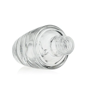 Luxury Cosmetics Packaging Straight Round 30ml Glass Foundation Bottle with Beauty Pump