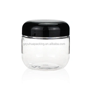 180ml 6oz Wholesale cosmetic and food packaging pet plastic jar  cream jar with  black lid