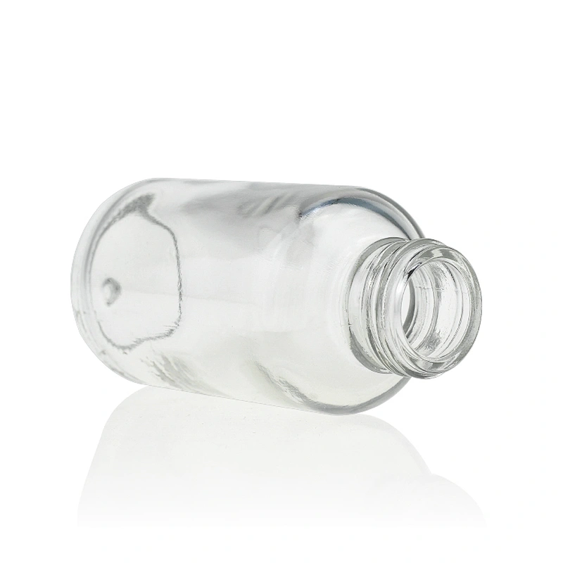 Empty Gold For Pump For Makeup 50ml Glass Foundation Cosmetics Packaging Straight Round Clear Frosted bottle