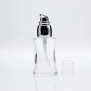 30ml 1oz Luxury Clear Cosmetic Liquid Bottle Foundation Serum Glass Bottle With Black Lotion Pump