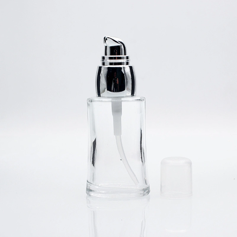 30ml 1oz Luxury Clear Cosmetic Liquid Bottle Foundation Serum Glass Bottle With Black Lotion Pump