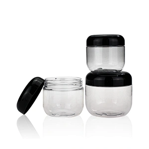120ml PET transperate  pet cream and food jar can with round black cap empty food cans cream and food jar
